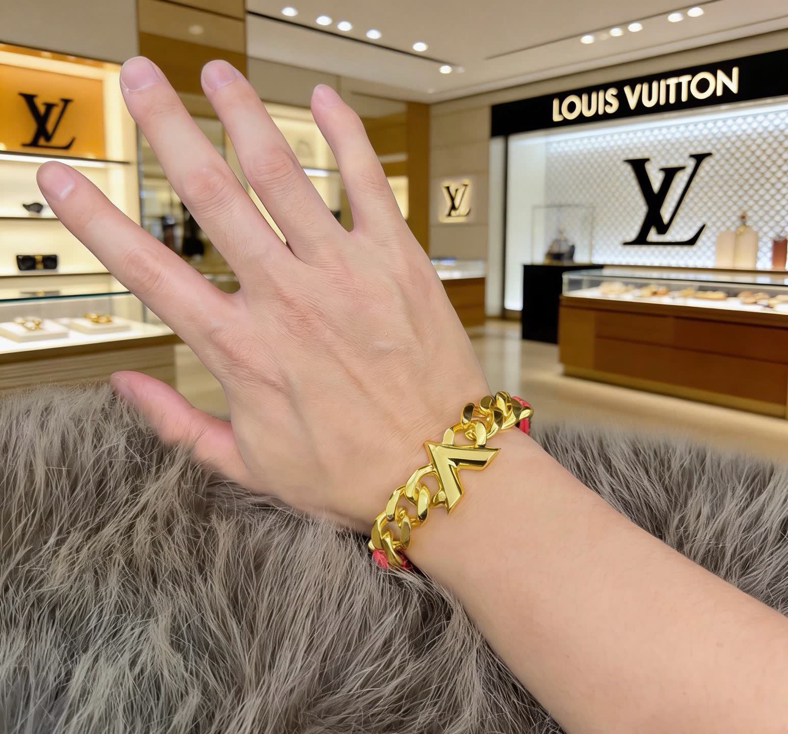 Louis Vuitton Red Leather Bracelet
